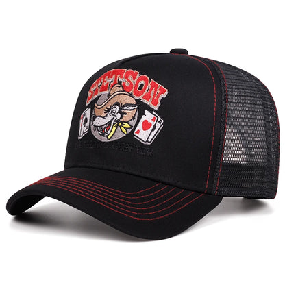 Personalisierte neue atmungsaktive Mesh-Kappe STETSON Wolfskopf-Poker-Truck-Kappe Outdoor-Sport-Sonnenkappe Street-Hip-Hop-Kappe Unisex