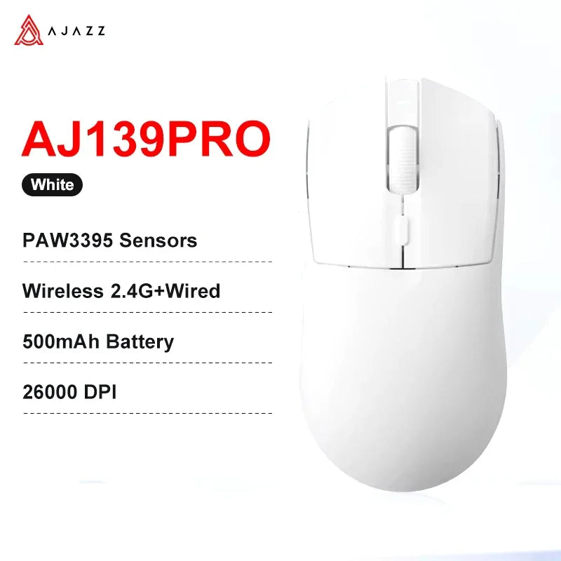 Langaton pelihiiri AJAZZ AJ139 V2 MC/AJ139 PRO, PAW3311/PAW3395-sensori, 12000DPI/26000DPI, 500mAh, Bluetooth-hiiri PC:lle