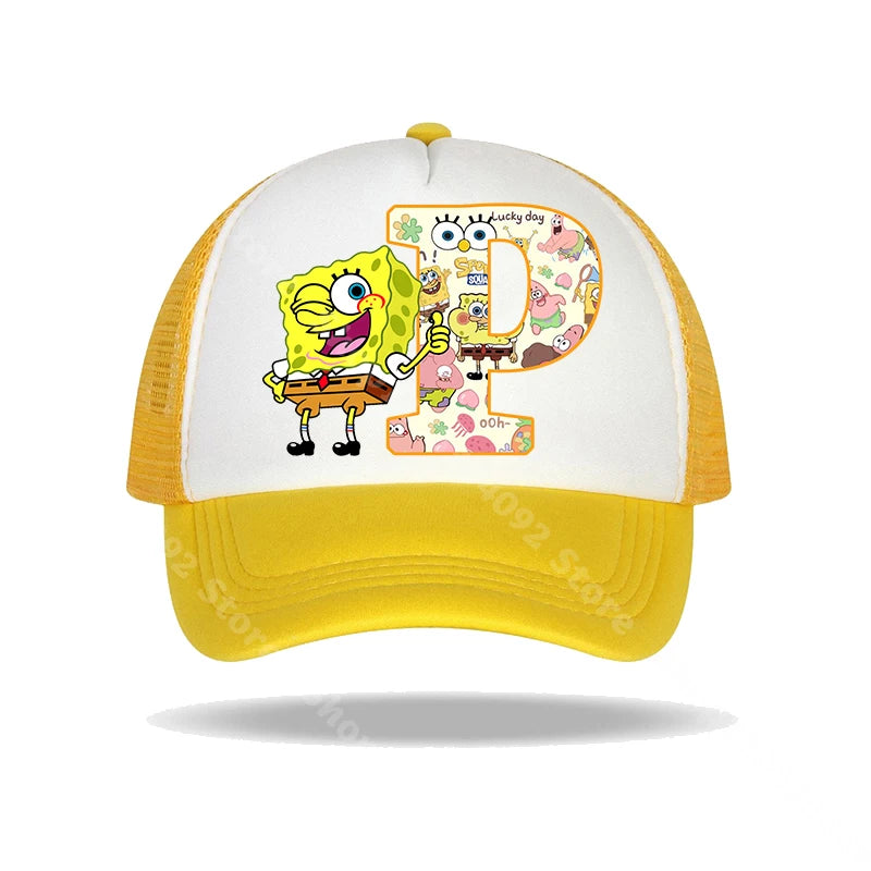 Casquette de baseball Bob l'éponge pour enfants et adultes, imprimé lettres, chapeaux de soleil, anime, dessin animé, casquettes à visière réglable, chapeau décontracté d'été, nouveauté