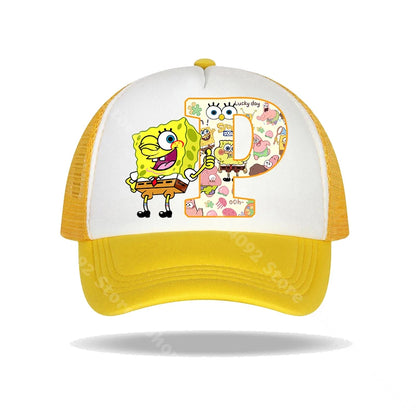 Casquette de baseball Bob l'éponge pour enfants et adultes, imprimé lettres, chapeaux de soleil, anime, dessin animé, casquettes à visière réglable, chapeau décontracté d'été, nouveauté