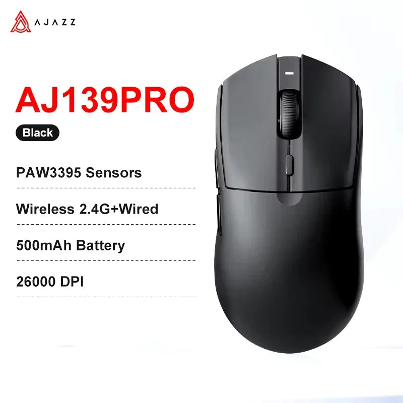 Langaton pelihiiri AJAZZ AJ139 V2 MC/AJ139 PRO, PAW3311/PAW3395-sensori, 12000DPI/26000DPI, 500mAh, Bluetooth-hiiri PC:lle