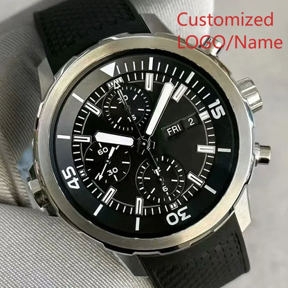 A11 Store Customized Watch  Men Chronograph Watch Aquatimer Watches Multifunctional Stainless Steel Black Blue Rubber
