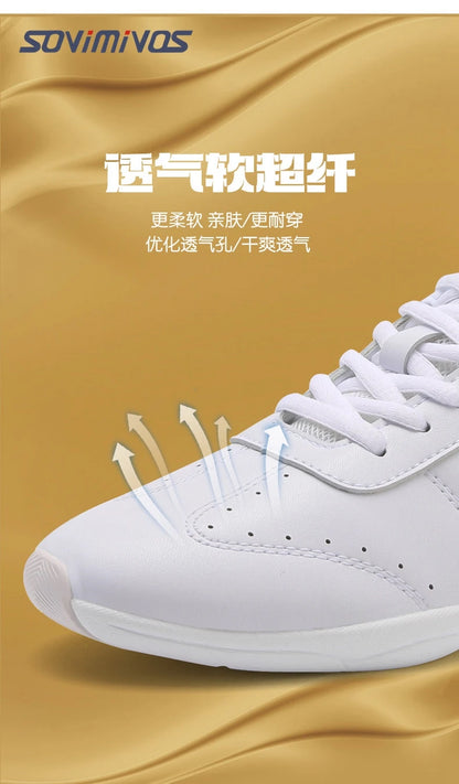 Zapatillas de baile para mujer, zapatillas deportivas planas y ligeras, zapatillas de gimnasia aeróbica de competición, zapatillas deportivas para fitness, zapatillas de baile blancas.