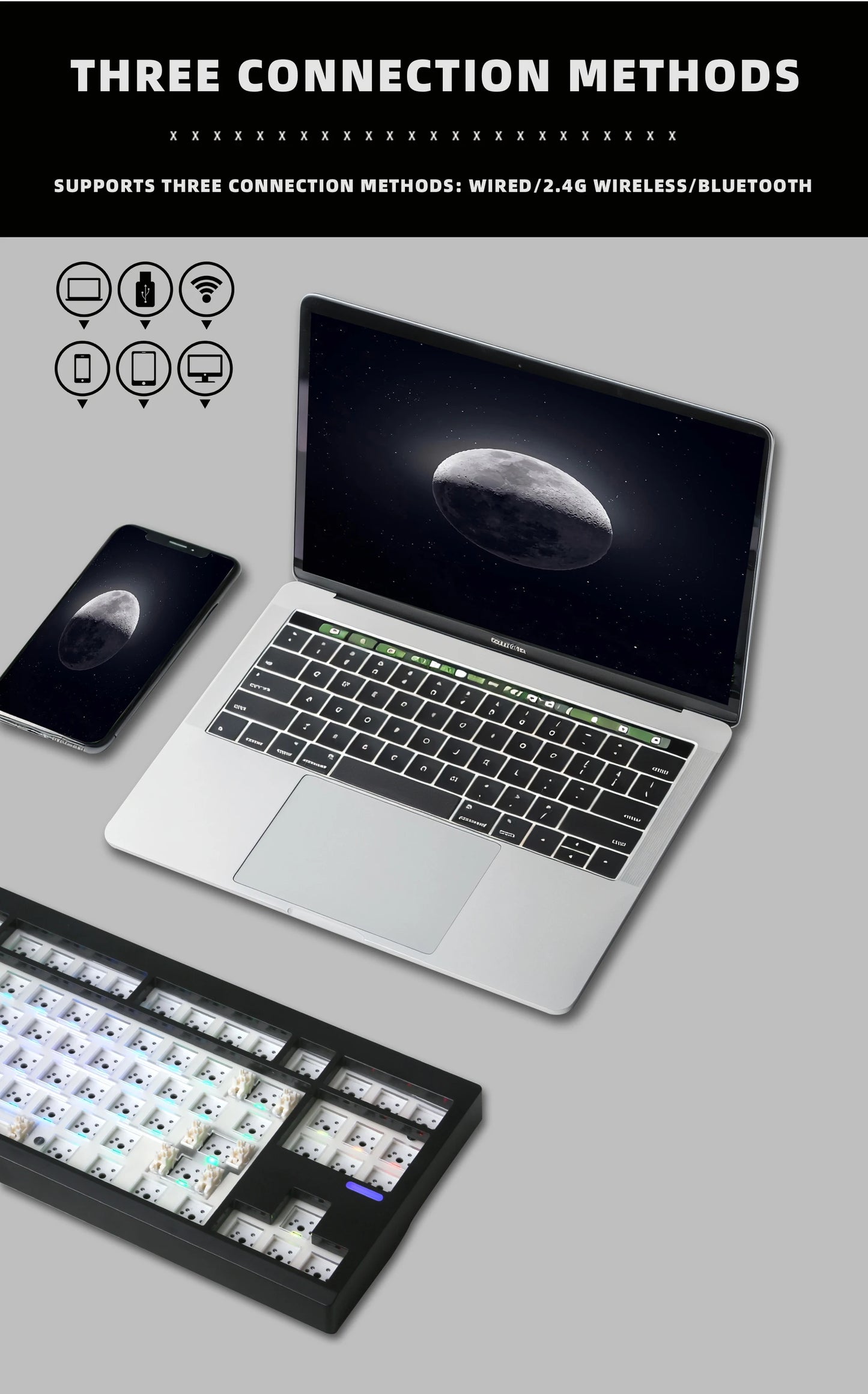 ZUOYA GMK87L Mechanical Keyboard KIT Gasket Structure VIA /Qmk Programmable Hot-Swap Three Mode Wireless RGB Keyboard KIT