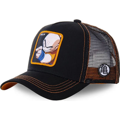 Dragon Ball Son Goku-Kappe, Sommer-Reisekappe mit Schirm, Herren-Kappe mit Stickerei, im Hip-Hop-Stil, Sonnenvisier, verstellbare Trucker-Kappe aus Netzstoff