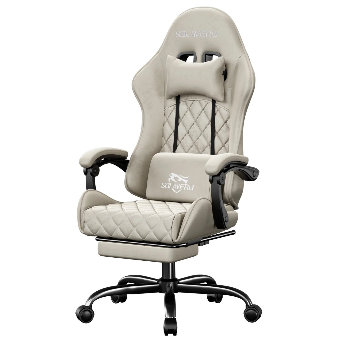 Massage Gaming Chair, Computer Office Chair with Comfy Fabric, Height Adjustable Game Chair with 360° Swivel Seat and Headrest