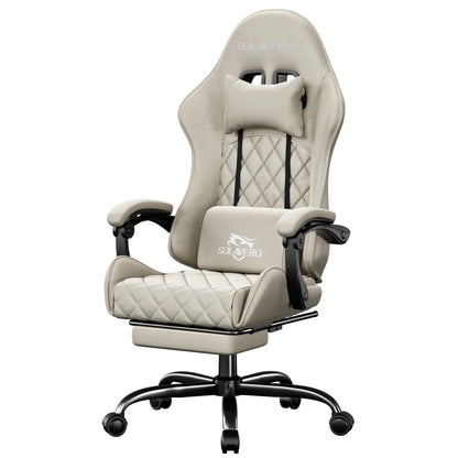 Massage Gaming Chair, Computer Office Chair with Comfy Fabric, Height Adjustable Game Chair with 360° Swivel Seat and Headrest
