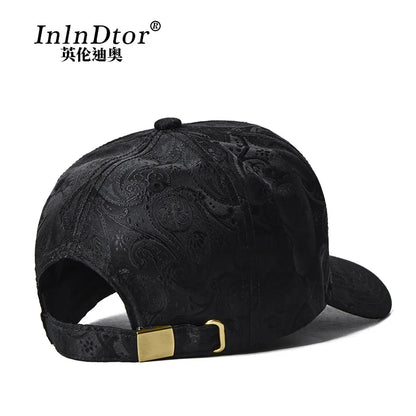 Casquette de baseball haute de mode brodée pour homme, imprimé noix de cajou, casquette décontractée d'extérieur, bordure sur le devant, toutes saisons