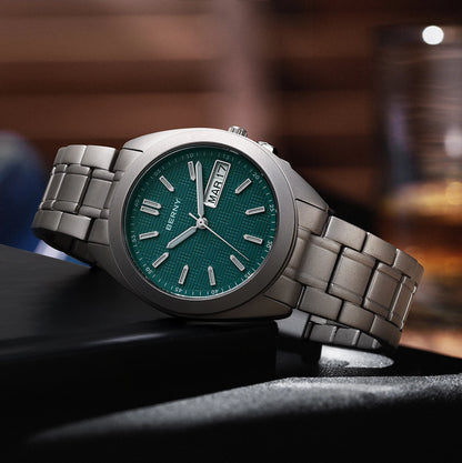BERNY Titanium Watches for Men Date Week Calendar Sapphire Quartz Watch 38mm Super Luminous Men's Wristwatch 10ATM Lightweight