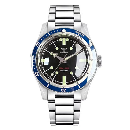 200M Water Resistant Mechanical Wristwatch Miyota 8215 Domed Sapphire Glass 120 clicks Bezel Steel Band Luminous Marks