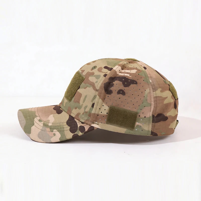 Casquette de baseball fonctionnelle de camouflage pour l'extérieur 1PC ! Tissu à séchage rapide + autocollant à personnaliser : un incontournable pour les adeptes de la mode tactique.