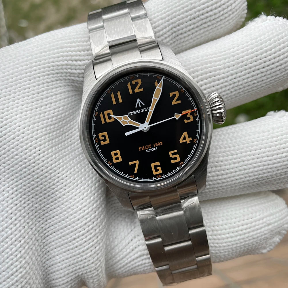 STEELFLIER Official SF740V New Quartz Pilot Series Swiss C3 Luminous 200M Waterproof VH31 Movement Men's Fashion Business Watch