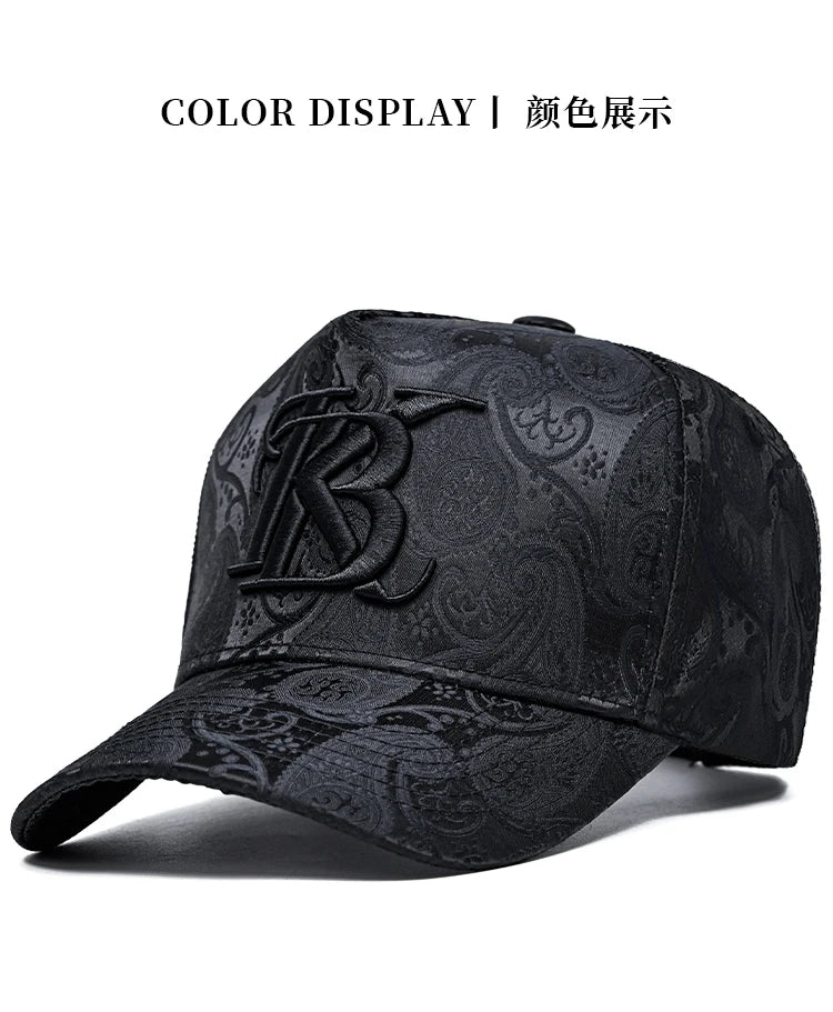Casquette de baseball haute de mode brodée pour homme, imprimé noix de cajou, casquette décontractée d'extérieur, bordure sur le devant, toutes saisons