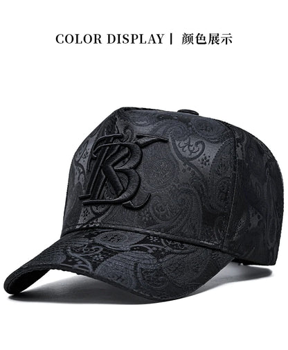 Casquette de baseball haute de mode brodée pour homme, imprimé noix de cajou, casquette décontractée d'extérieur, bordure sur le devant, toutes saisons