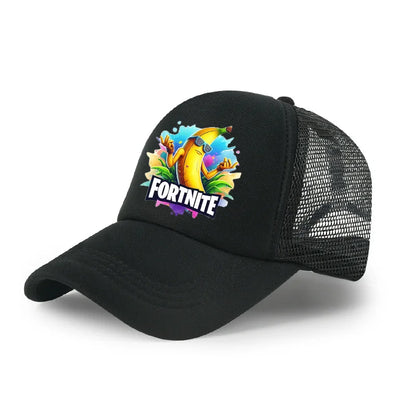 Fortnite-baseballkasket med tegneserieagtigt spilprint til børn, åndbar mesh-sommerkasket med justerbar skygge, fødselsdagsgave til børn