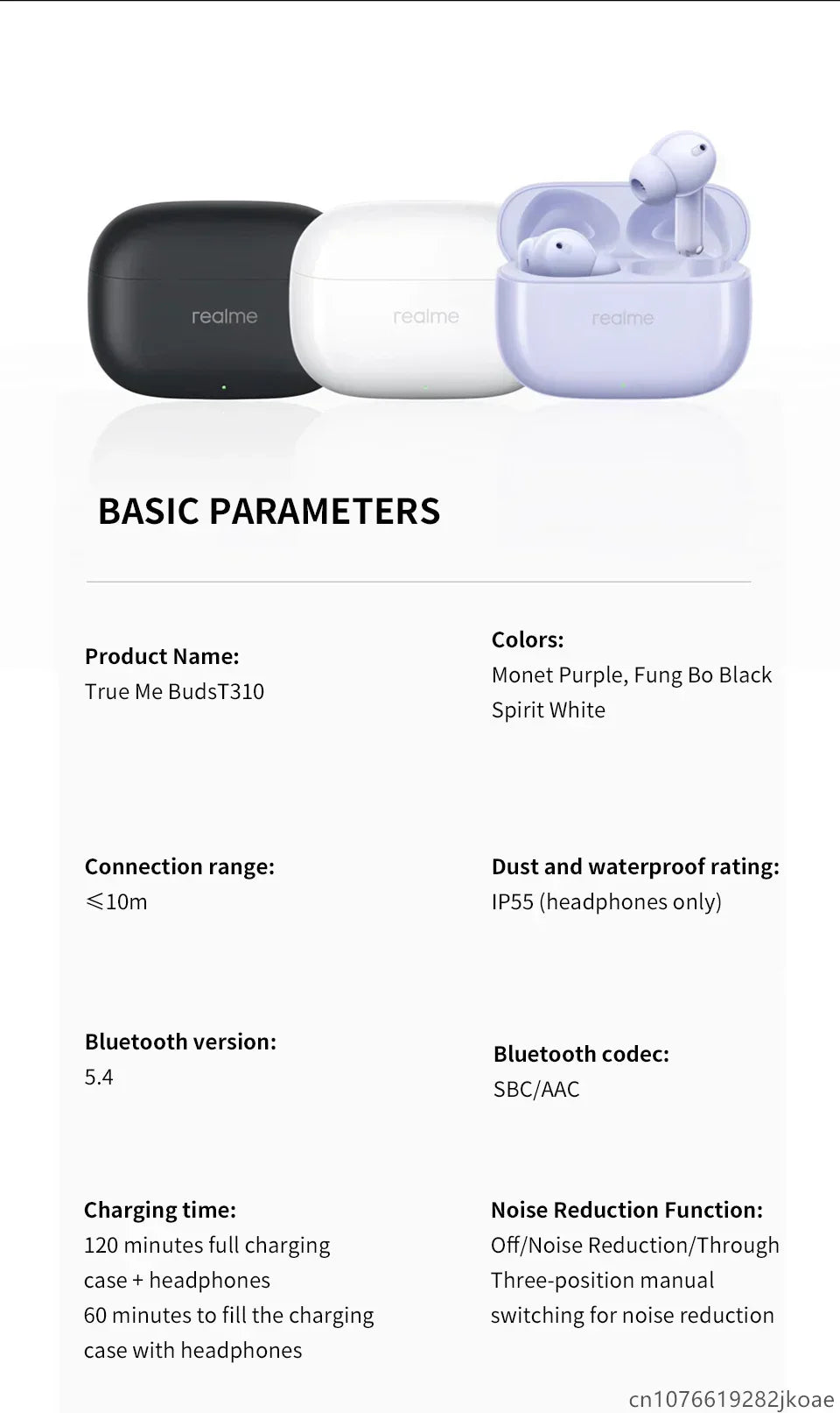 realme Buds T310 Wireless Earbuds Bluetooth 5.4 – 46dB Active Noise Cancelling HiFi Earphones with Deep Bass & Long Battery Life