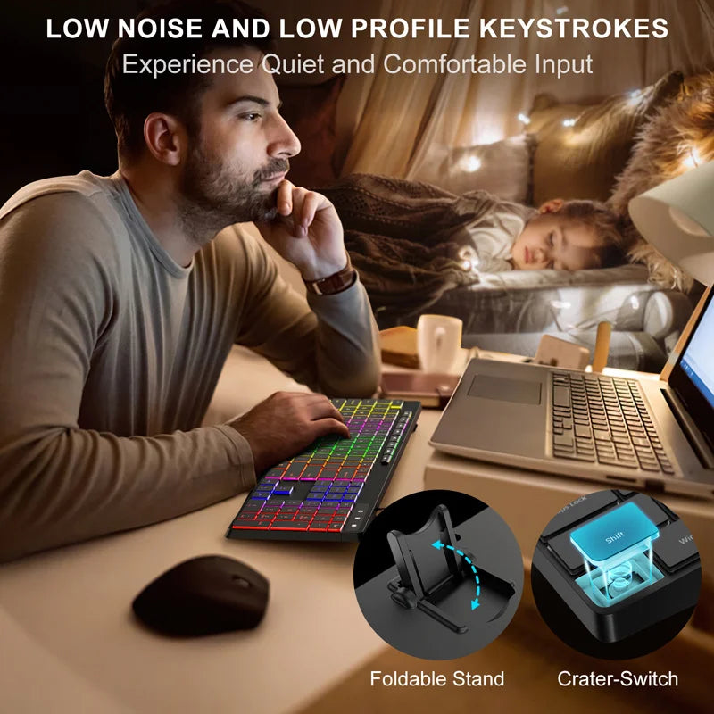 New Wired Light Backlit RGB Mute Keyboard Desktop Notebook Home Business For Office Ultra Thin USB office home
