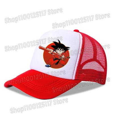 Dragon Ball Baseballkappe, Anime-Bedruckte Kappen, atmungsaktive Schirmmütze, Cartoon, Goku, Sommersport, Snapback, Mesh-Sonnenhut, Geschenk für Kinder