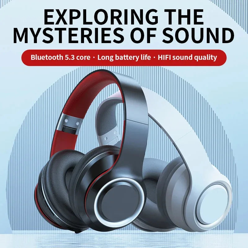 Shoumi Newest Wireless Headphones Bluetooth Earphones Large Headset Helmets with Mic Support TF-Card MP3 Play display screen