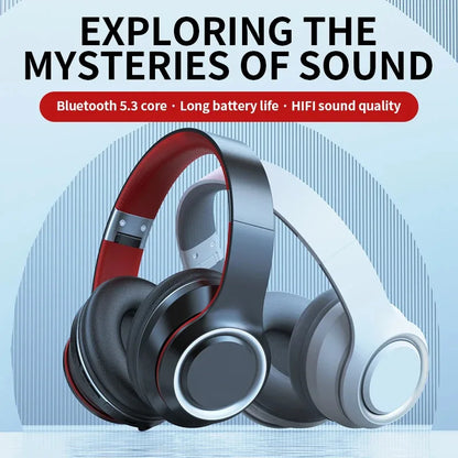 Shoumi Newest Wireless Headphones Bluetooth Earphones Large Headset Helmets with Mic Support TF-Card MP3 Play display screen