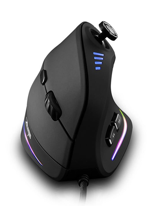 ZELOTES C18 Upright Ergonomic Gaming Mouse, 10000 DPI Wired Vertical Optical Mouse with 11 Programmable Buttons for PC, Office & Gaming