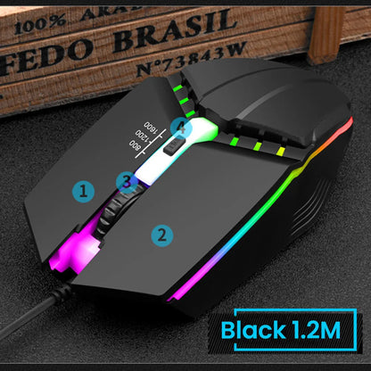 RGB bedrade muis met achtergrondverlichting, mute-knop en USB – bedrade USB-gamingmuis voor desktop-pc, notebook, computer, thuis en kantoor, met lichtgevende LED en 1600DPI