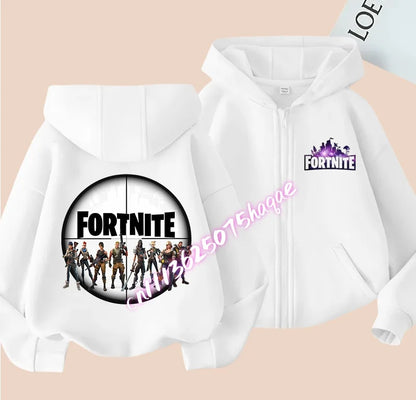 Ny Fortnite-zip hoodie för barn, tecknad anime, vardaglig och ventilerande huvtröja för barn, pojkjacka med dragkedja, vår 2026, barnkläder