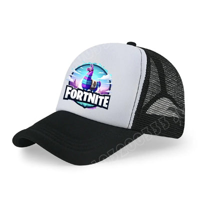 Fortnite-baseballkasket med tegneserieagtigt spilprint til børn, åndbar mesh-sommerkasket med justerbar skygge, fødselsdagsgave til børn