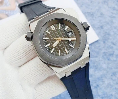 High End 42mm Luxury Mens Automatic Watches 904L Stainless Steel Black Blue Rubber Bracelet Sapphire Lens Waterproof Casual