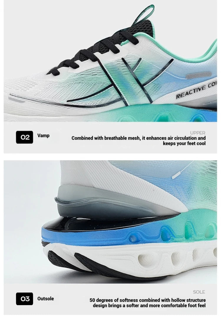 Xtep Reactive Coil 11.0 vyriški bėgimo batai, vasariniai sportiniai batai su smūgių sugėrimu, elastingi minkšti sportbačiai 976219110026