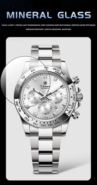 Watch For Men Luxury Stainless Steel Clock Fashion Casual Multi-functional Design Automatic Mechanical Wristwatch