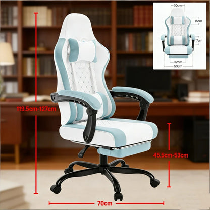 Gaming chairs, office chairs, desk chairs, and swivel chairs. Made with breathable fabric, equipped with 360° swivel casters and seats for easy movement, and featuring soft and comfortable cushions.