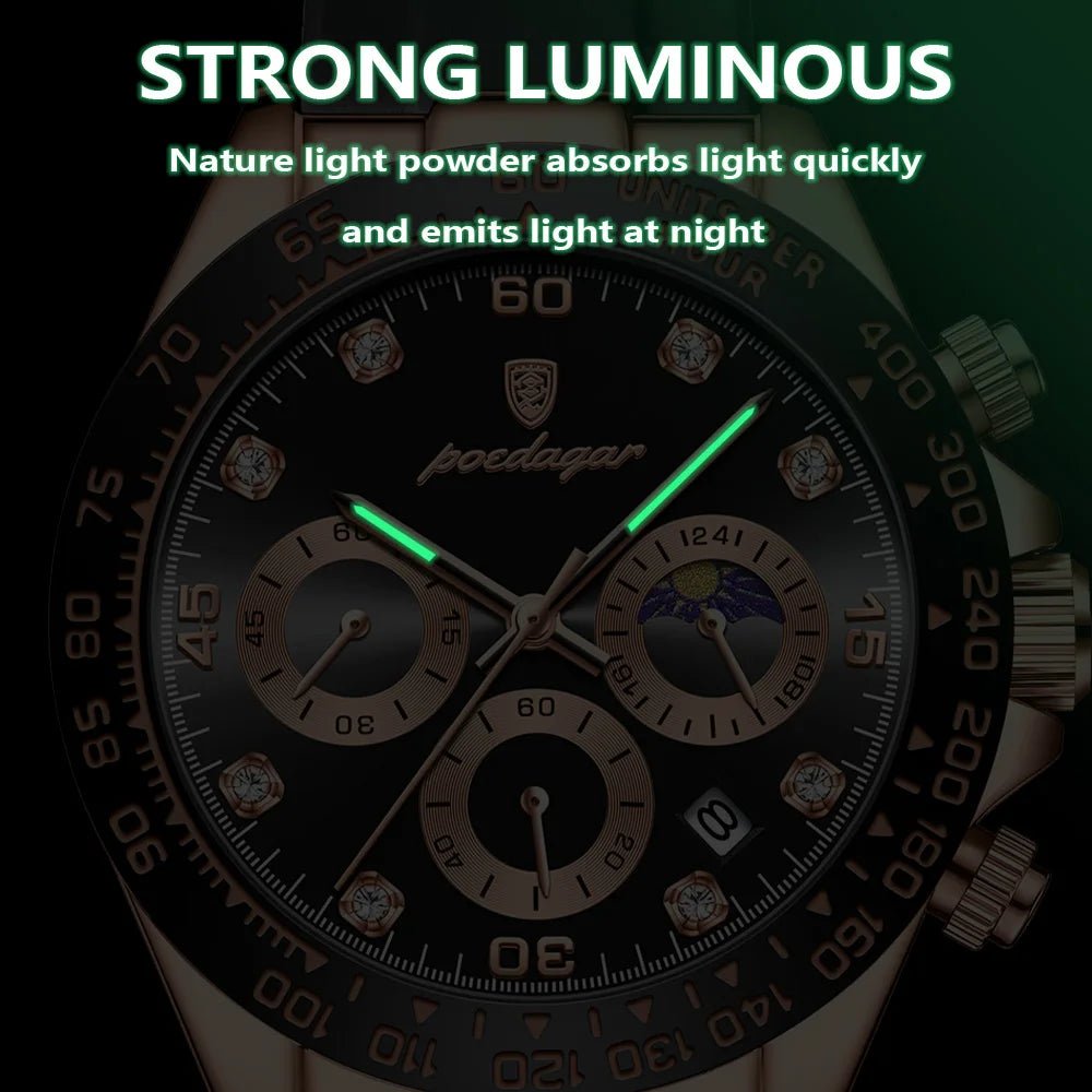 POEDAGAR Fashion High Quality Luxury Men Wristwatch Waterproof Luminous Chronograph Date Quartz Men's Watch Outdoor Man Watches