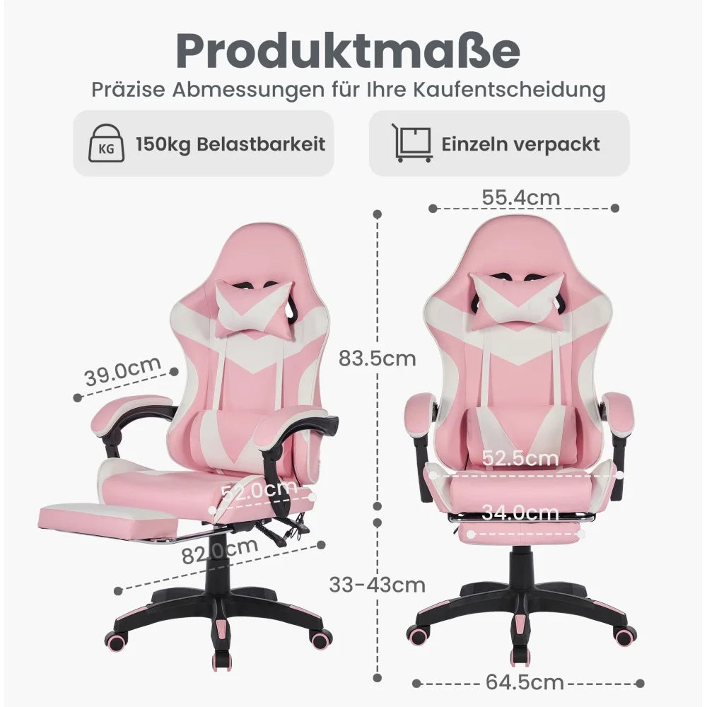 Ergonomic Rotating Gaming Chair, 360 Reclining Office Chair °   Pivoting, Height-Adjustable, Footrest, Headrest
