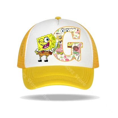 Casquette de baseball Bob l'éponge pour enfants et adultes, imprimé lettres, chapeaux de soleil, anime, dessin animé, casquettes à visière réglable, chapeau décontracté d'été, nouveauté