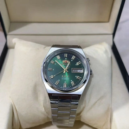 Unisex Orient Mechanical Watch Steel Strap Folding Clasp Full Function World Time Watch Series 35MM