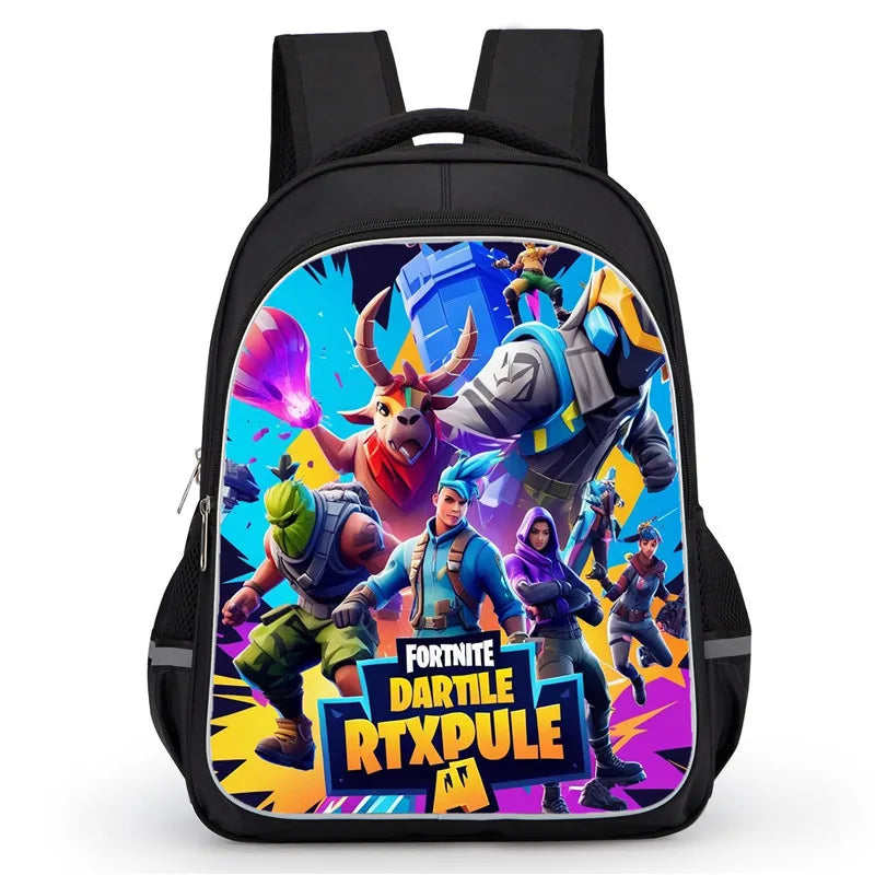16 Inch Fortnite Cartoon Backpack Unisex for Boys Girls with Dual Zippers Large capacity lightweight student backpack