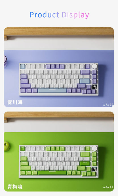 AJAZZ AK820  Mechanical Keyboard 70% Compact Layout/RGB Lighting/Hot-swappable Switches,with Wired,Wireless,and Bluetooth