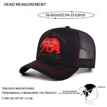Kreative neue Baseballkappe STETSON Red Bear Truck-Kappe Outdoor-Sport-Sonnenkappe Street-Hip-Hop-Kappe Alltags-Pendler-Netzkappe