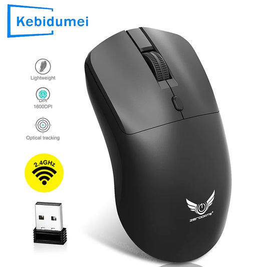Wireless Ergonomic Gaming Mouse 2.4G Rechargeable Wireless Mouse with 1600DPI, 4 Buttons, Precision Control Mouse for PC Laptop Office Gaming