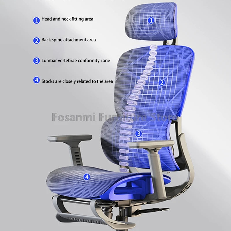 Breathable Mesh Computer Office Chair With Armrest and Lumbar support Adjustable Ergonomic Desk Chair Home Gaming Headrest Chair
