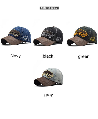 CNTANG Sommer-Denim-Baseballkappe Herrenmode Bestickte Buchstaben Baumwollkappen Snapback Herren Outdoor Freizeit Hip-Hop-Kappe Verstellbar