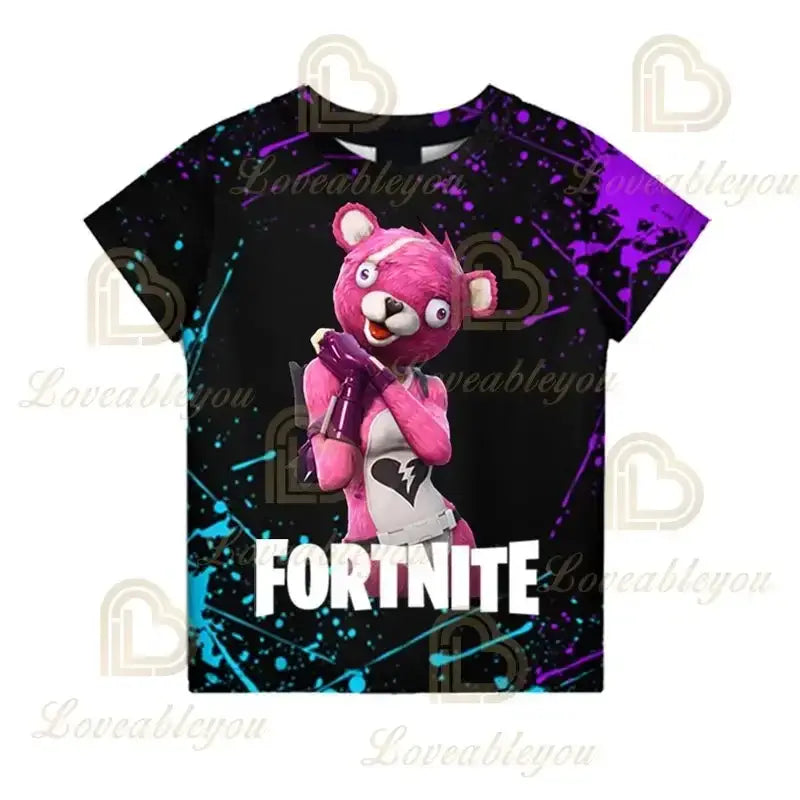 Dječja majica Cartoon Fortnite New Summer s 3D printom, za dječake i djevojčice, streetwear odjeća za odrasle i djecu, zabavna majica kratkih rukava s okruglim izrezom