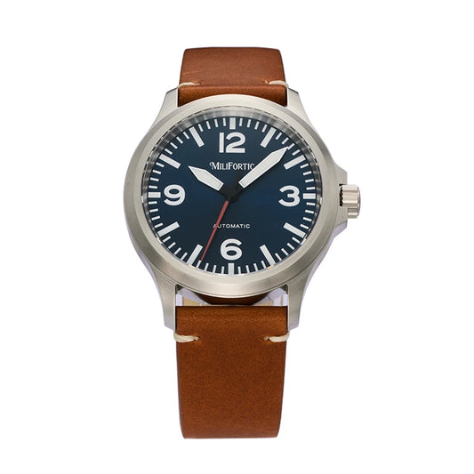 Milifortic Military Watch 39mm NH38 Automatic Mechanical Movement Retro Sapphire Crystal BGW9 Lume Leather Strap 10Bar Watch Men
