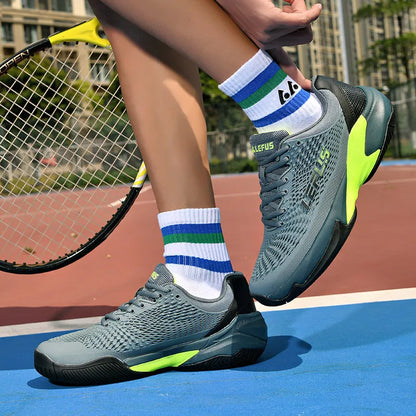 Men's and Women's Large Sizes Breathable Tennis Shoes Blue and Gray Gym Walking Badminton Sneakers