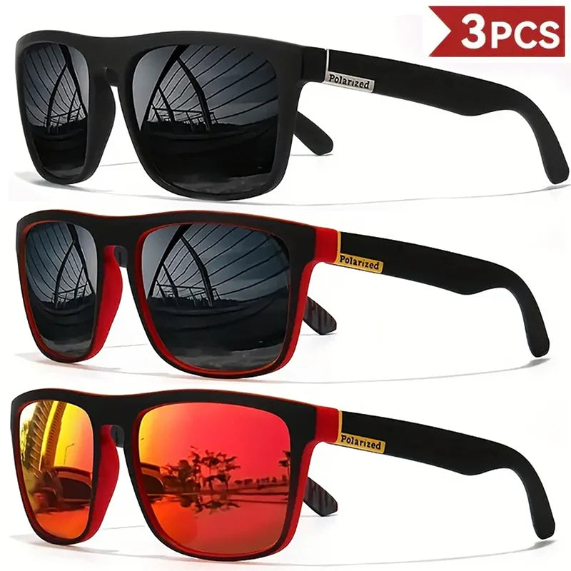 1/3/4PCS Men Classical Square Sports Sunglasses Lightweight PC Frame UV400 for Driving Fishing Cycling Unisex Durability