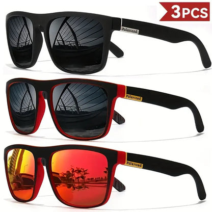 1/3/4PCS Men Classical Square Sports Sunglasses Lightweight PC Frame UV400 for Driving Fishing Cycling Unisex Durability