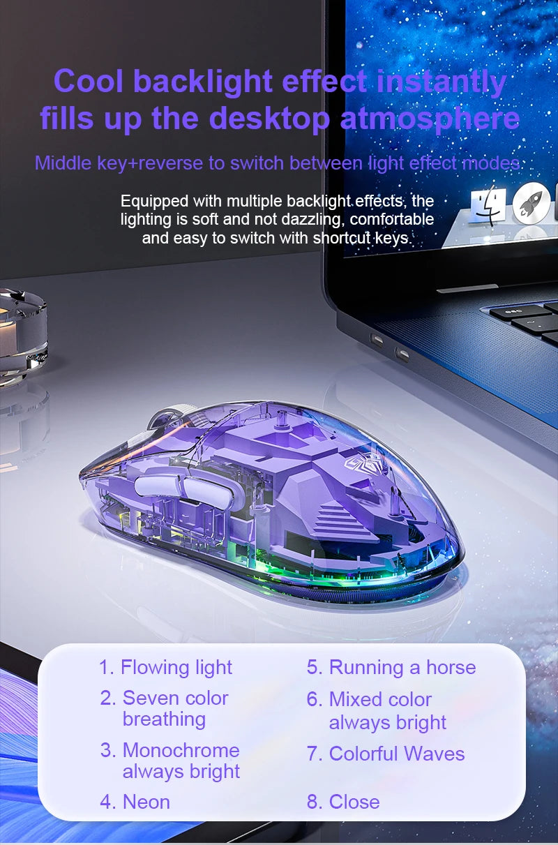 AULA SC660 Wireless Bluetooth Mouse E-sports Mouse Three-Mode Connection Lightweight Mouse Type-C Charging Game Office Girls Boys