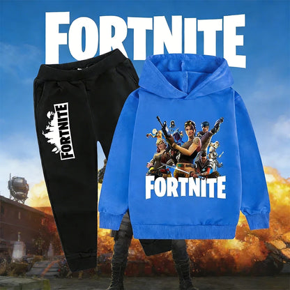 Novo 2026 otroško oblačilo za prosti čas s potiskom igre Fortnite, risanega sloga, z dolgimi rokavi, za jesen/zimo, nov komplet za najstnike