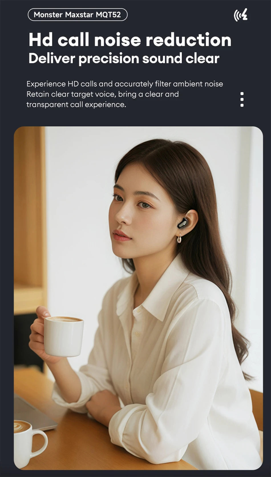 Auriculares Monster MQT52 sem fios Bluetooth 5.4 com bateria de longa duração, auscultadores gaming de modo duplo, som estéreo Hi-Fi e microfone